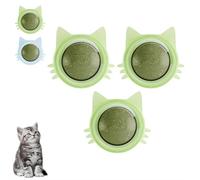 Catnip Balls That Stick on Wall, Kitten Teeth Cleaning Dental Chew Toys, Cat Wall Treats, 360° Mountable Cat Catnip Ball Cat Toy for Boredom Relief (Green 3pcs)