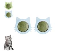 Catnip Balls That Stick on Wall, Kitten Teeth Cleaning Dental Chew Toys, Cat Wall Treats, 360° Mountable Cat Catnip Ball Cat Toy for Boredom Relief (Blue 2psc)