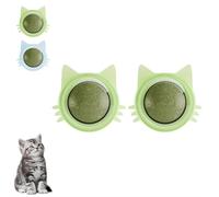 Catnip Balls That Stick on Wall, Kitten Teeth Cleaning Dental Chew Toys, Cat Wall Treats, 360° Mountable Cat Catnip Ball Cat Toy for Boredom Relief (Green 2psc)