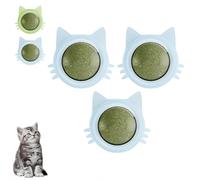 Catnip Balls That Stick on Wall, Kitten Teeth Cleaning Dental Chew Toys, Cat Wall Treats, 360° Mountable Cat Catnip Ball Cat Toy for Boredom Relief (Blue 3pcs)
