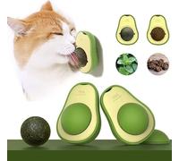 Catnip Balls Toy for Cats,Avocado Catnip Wall Ball,Cat Magic Mint-Ball Edible Licking Balls, Rotatable Edible Balls Interactive Cat Toy,Self-Adhesive Catnip Teeth Cleaning Licking Balls for Kitten