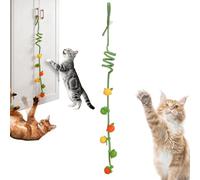 Catnip Cat Toys - Retractable Play Interactive Games | Door mount wand for indoor kitten, small medium breed travel home living room bedroom, exercise fun, 1-Pack, pink