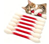 Catnip Cotton Stick Cat Toys Set Soft Felt Chew Sticks Teeth Cleaning Anxiety Relief For Indoor Kitten Training Garden Outdoor Play 6pcs (Red)