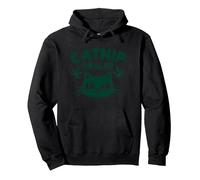Catnip Dealer: Feline Fun Retro Design for Cat Lovers Pullover Hoodie, Adult Unisex, Black, Medium