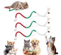 Catnip-Infused Organic Cotton Chew Rope Toys for Cats, Kitten Chew Toys Teething, Cat Chew Ropes with Catnip, Interactive Cat Nip Kitty Toys for All Breeds 27 Inches (Green-3pcs)