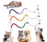 Catnip-Infused Organic Cotton Chew Rope Toys for Cats, Kitten Chew Toys Teething, Cat Chew Ropes with Catnip, Interactive Cat Nip Kitty Toys for All Breeds 27 Inches (Purple+Green+Orange)