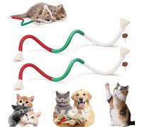 Catnip-Infused Organic Cotton Chew Rope Toys for Cats, Kitten Chew Toys Teething, Cat Chew Ropes with Catnip, Interactive Cat Nip Kitty Toys for All Breeds 27 Inches (Green-2pcs)