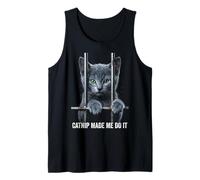 Catnip Made Me Do It Cat Prison Bars Cat Jail Russian Blue Tank Top