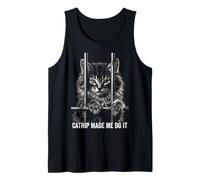 Catnip Made Me Do It Cat Prison Bars Cat Jail Siberian Cat Tank Top