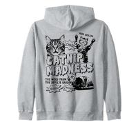Catnip Madness Cats | Retro Funny B-Movie Poster Cat Owners Zip Hoodie