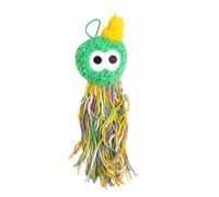 Catnip Octopus Squeaky Cat Toy, Interactive Plush Kitten Teething Chew with Colourful Tassels, Soft Bite-Resistant Accessory for Indoor Pets, Multicoloured Green