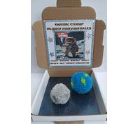 CATNIP POM POM CAT TOYS INSPIRED BY THE NASA ARTEMIS MISSION - HAND MADE CAT TOY MOON AND EATH POM POMS PRESENTED IN A KEEPSAKE GIFT BOX WITH A SPACE ASTRANAUGHT CAT LABEL