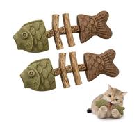 Catnip & Silvervine Chew,Silvervine Cat Toy,Natural Catnips & Silvervines Teeth Cleaning Stick,Fish Bone Shaped Chewing,Fix Cat Dental Health (Mix Flavor,2 pc)