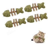 Catnip & Silvervine Chew,Silvervine Cat Toy,Natural Catnips & Silvervines Teeth Cleaning Stick,Fish Bone Shaped Chewing,Fix Cat Dental Health (Catnip Flavor,4 pc)