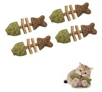 Catnip & Silvervine Chew,Silvervine Cat Toy,Natural Catnips & Silvervines Teeth Cleaning Stick,Fish Bone Shaped Chewing,Fix Cat Dental Health (Mix Flavor,4 pc)