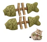 Catnip & Silvervine Chew,Silvervine Cat Toy,Natural Catnips & Silvervines Teeth Cleaning Stick,Fish Bone Shaped Chewing,Fix Cat Dental Health (Catnip Flavor,2 pc)