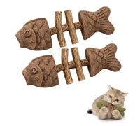 Catnip & Silvervine Chew,Silvervine Cat Toy,Natural Catnips & Silvervines Teeth Cleaning Stick,Fish Bone Shaped Chewing,Fix Cat Dental Health (Insect Gall Fruit,2 pc)