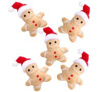Catnip Toy 5Pcs Gingerbread Man Plush Christmas Interactive Teething Cat Toy Cute Cotton Filled Soothing Cat