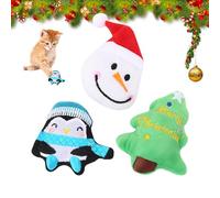 Catnip Toys for Cats 3 PCS Christmas Cat Chew Toys Santa Claus Kitten Nips Toys Xmas Tree Plush Interactive Cat Toys Snowman Shaped Kicker Scratching Toy for Cats Playing Chewing Teeth Cleaning (B2)