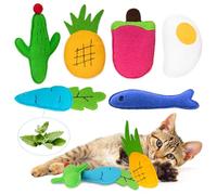 Catnip Toys for Indoor Cats, 6 Pack Cat Chew Toys Plush Interactive Cat Kicker Toy for Indoor Kitten Exercise for All Breeds