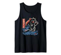 CATNZILA Kaiju Cat Monster Big Wave Parody Art Tank Top