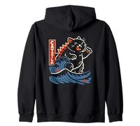 CATNZILA Kaiju Cat Monster Big Wave Parody Art Zip Hoodie