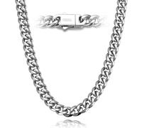 Catonmoon Miami Cuban Link Chain for Men and Women, 316L Stainless Steel and 925 Sterling Silver Filled Diamond Cut 7 mm Width, Available in 46/18/20/22/24 Inches, Perfect Cool, Sterling silver