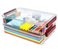 CATOOMUU 5.5qt Portable Project Case 8.5" X 11" Clear Stackable Plastic Storage With Lids Organizer Containers File Box For Letter A4 Paper Photo Documents Scrapbook Craft Art School Supplies, 2 Pcs