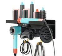 CATOOMUU Wall Mount Hair Dryer Stand Holder for Dyson Supersonic Nural Hair Dryer and Dyson Airwrap Styler, 2 in 1 Blow Dryer Accessories Organizer Storage Rack, Aluminum Alloy