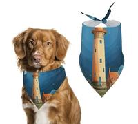 Catoon Whale Lighthouse Dog Bandana Triangle Dog Scarf Washable Polyester Dog Bibs Cute Pet Bandana for Medium Large Dogs Puppy and Cats