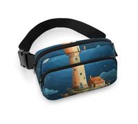 Catoon Whale Lighthouse Fanny Pack for Women Men Adjustable Waist Bag Belt Bag for Travel Sports Hiking, style, 20x13cm