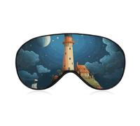 Catoon Whale Lighthouse Sleep Mask Soft Comfortable Eye Mask with Adjustable Strap Eye Cover Eye Shade for Men Women Work Travel