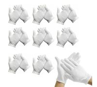CATOR 8 Pairs White Cotton Gloves - Unisex, Washable and Breathable for Skin Care, Work and Night - White Gloves in Soft Fabric and Ideal for Hand Cream