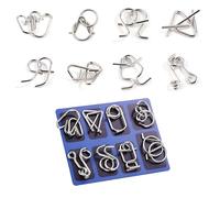 CATOR 8 Pieces Metal Brain Teaser Set, Reflection Games for Adults, Patience Games for Adults, Skill Games, Brain Teasers for Kids, 3D IQ Puzzles, Gift Idea for All Ages