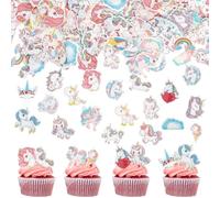 CATOR 80 Pieces Unicorn Cake Decoration, Unicorn Cupcake Toppers, Cute Unicorn Theme Cake Decoration, Cake Decoration for Party Supplies, Children's Cake Decoration Birthday (Style B)