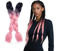 CATOR Braid Wig Long Curly Millennium Style Hair Tips Costume Cosplay Wig (Black - Pink)