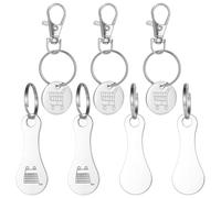 CATOR Pack of 7 Shopping Trolley Releaser, Shopping Trolley Token, Round Stainless Steel Shopping Trolley Token, Key Ring with Shopping Chip, Shopping Trolley Trigger for Shopping Trolley