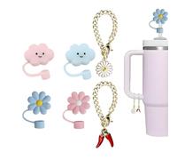 CATOR Stanley Cup Accessories, Includes 2 Stanley Cup Leak Protection, 2 Pendant Accessories, 10 mm Dustproof Silicone Material Straw Accessories, Straws Cover Accessories for Stanley Tumbler Pack of