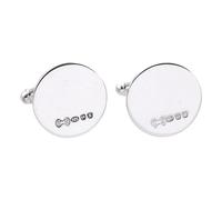 Cators Sterling Silver Round Cufflinks (20mm Diameter) - Pair of Luxury Hallmarked .925 Sterling Silver Cufflinks for Men (Engravable) in Gift Box.