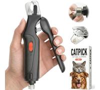 CATPICK 2-in-1 Dog Nail Grinder & Clipper for Large, Medium, Small Dogs & Cats - USB Rechargeable with 2 LED Lights (Black)