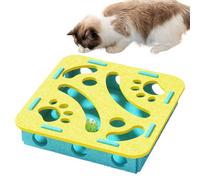 catPuzzles - catIntelligence Maze Box, Treat Puzzle Feeder Box Scratch Board | Wide Compatibility Interactive catToy With Bell Ball, Stimulation Dispenser For Kitten Boredom Mealtime Training
