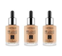 Catrice HD Liquid Coverage Foundation, Make Up, No. 034 Medium Beige, Nude, for Combination Skin, Long-Lasting, Mattifying, Softening, Matte, Vegan, Oil-Free, Waterproof, Pack of 3 (3 x 30 ml)