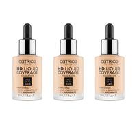 Catrice HD Liquid Coverage Foundation, Make-Up, Waterproof Liquid with Pipette, Face Make-Up, 3 x 30 ml, No. 005 Ivory Beige