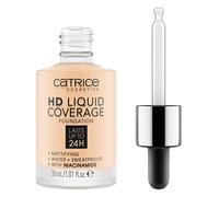 HD Liquid Coverage Foundation, No. 002, Nude, Long-Lasting, Matte, for Blemished Skin, Vegan, Oil-Free, Waterproof, Alcohol-Free, Pack of 1 (30 ml)