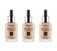Catrice HD Liquid Coverage Foundation, No. 020, Nude, Long-Lasting, Matte, for Blemished Skin, Vegan, Oil-Free, Waterproof, Alcohol-Free, Pack of 3 (3 x 30 ml)