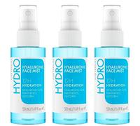 Catrice Hydro Hyaluronic Face Mist, fixing spray, transparent, moisturising, nourishing, natural, for sensitive skin, vegan, oil-free, paraben-free,pack of 3 (3x50ml)