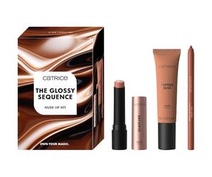 Catrice Lips LiplinerThe Glossy Sequence Nude Lip Set Catrice Gel Glide Long-Lasting Lip Liner 040 Latte Lines + Glass Like Gloss Stick 010 Bare Ambition + Peptide Bliss Glossy Lip Balm 040 Toffee Tou