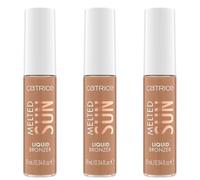 Catrice Melted Sun Liquid Bronzer, No. 015, brown, long-lasting, defining, highly pigmented, natural, matt, vegan, oil-free, fragrance-free, alcohol-free, pack of 3 (3 x 10 ml)