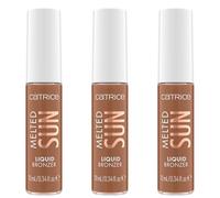 Catrice Melted Sun Liquid Bronzer, No. 025, brown, long-lasting, defining, highly pigmented, natural, matte, vegan, oil-free, fragrance-free, alcohol-free, pack of 3 (3 x 10 ml)