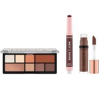 Catrice Mocca Daze Look Set, 3-Piece Makeup Set with Eyeshadow Palette and Lip Products in Trendy Colour Mocha, Versatile Looks, Matte & Shiny